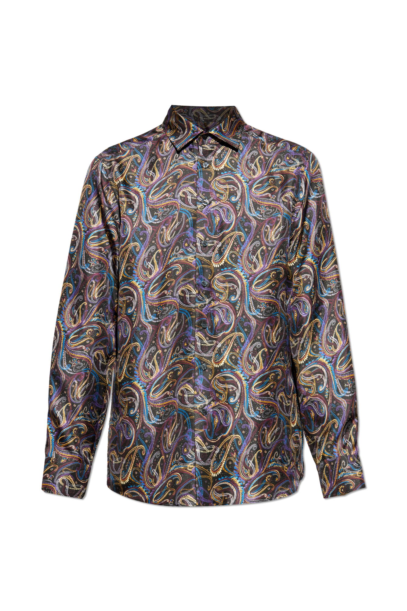 ETRO シルクシャツ 中古・古着通販】ETRO (エトロ) 長袖シルクシャツ ブラック サイズ:40
